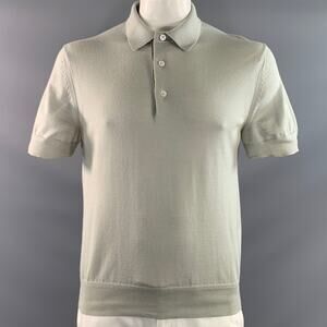 TOM FORD Size L Grey Light Grey Knitted Cashmere Silk Buttoned Polo